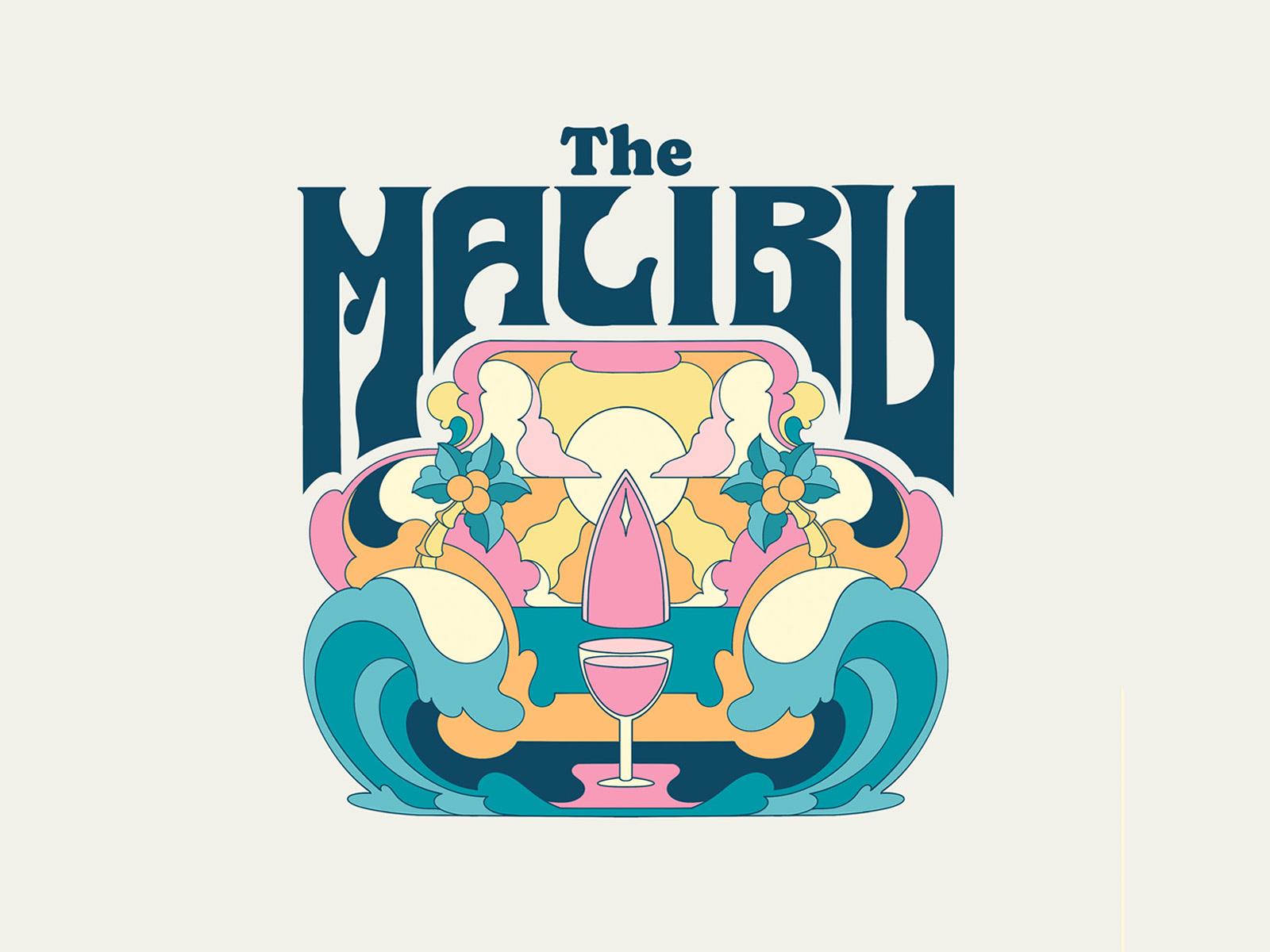 The Malibu Logo Design beach beach logo holiday logo malibu mascot summer logo sunshine surf surf logo surfer unique logo