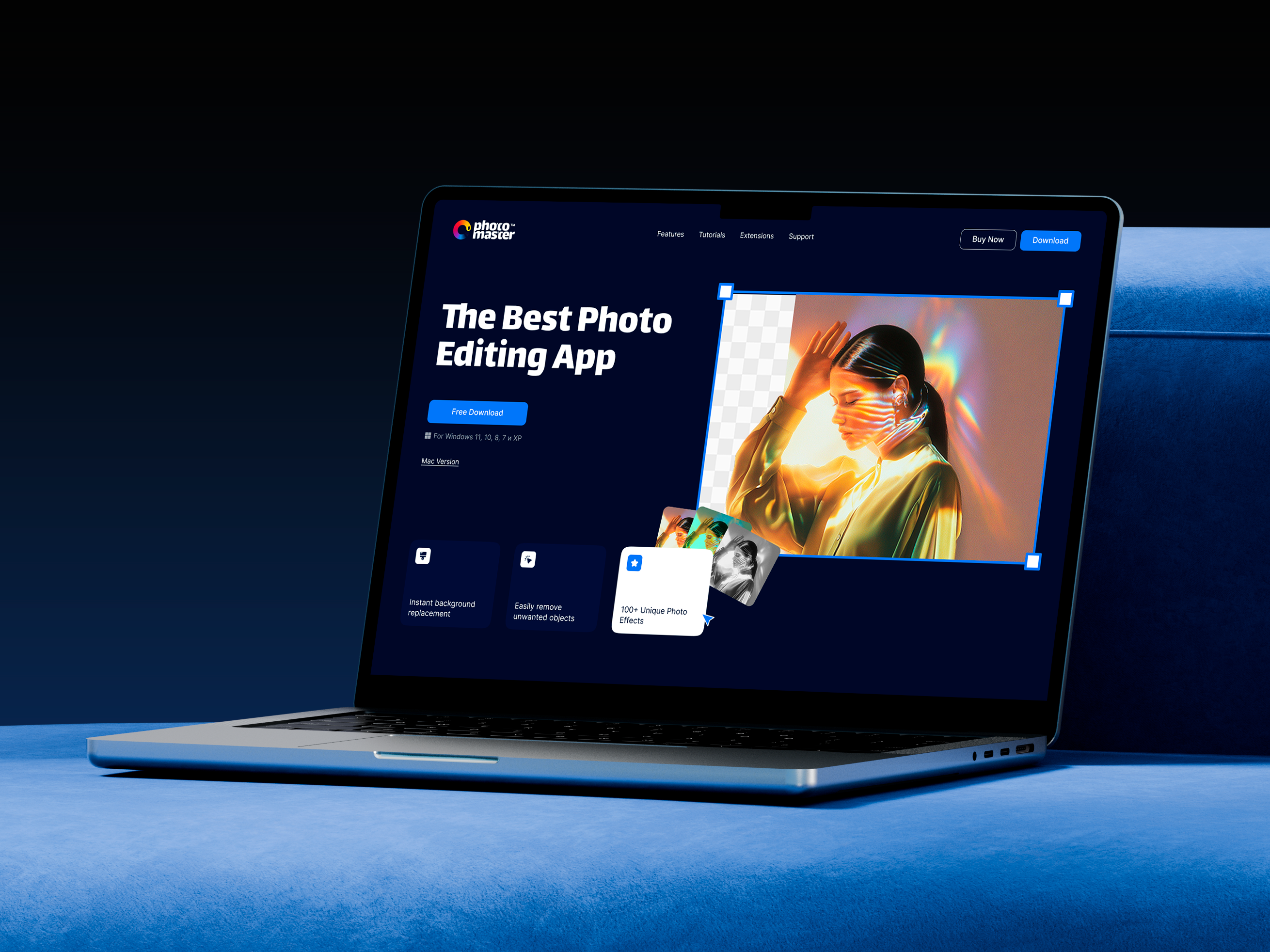 Hero Screen for a Photo Editing App figmadesign herosection landing page ui design uxui design web design