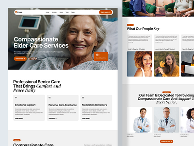 Compassionate Elder Care Website UI caregiver services clean web design elder care ui healthcare design medical website minimal ui modern landing page senior care website ux design
