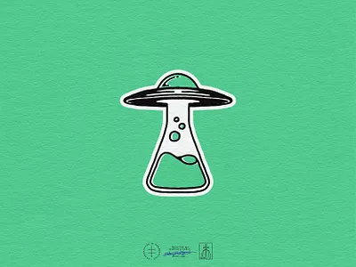 NLO + Lab Flask Logo Concept alien brand design brand identity branding branding design chemistry fun hand drawn identity design lab laboratory logo logo design nlo playful retro science space vintage visual identity