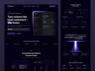 Scalepro – SaaS Landing Page Design ai automation design high converting landing page homepage design interaction landing page lead manager product design product landing page saas saas landing page saas website ui ux web design website design