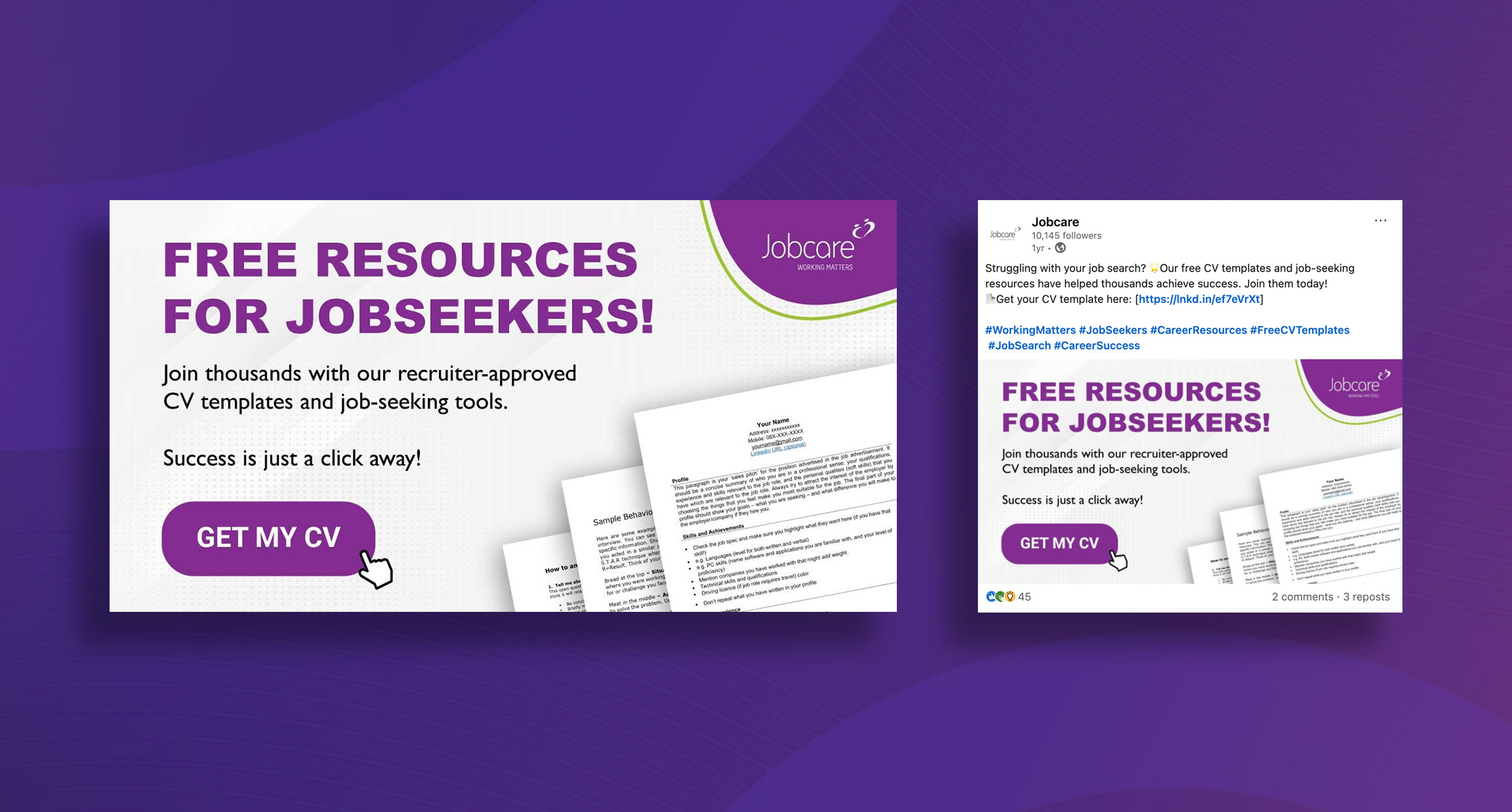 Jobcare Resource Hub LinkedIn Post digital design graphic design social media