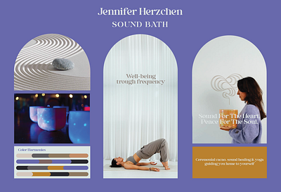 Mood board for "Sound Bath " bath healing heart logo mind moodboard peace soun wave welness yoga