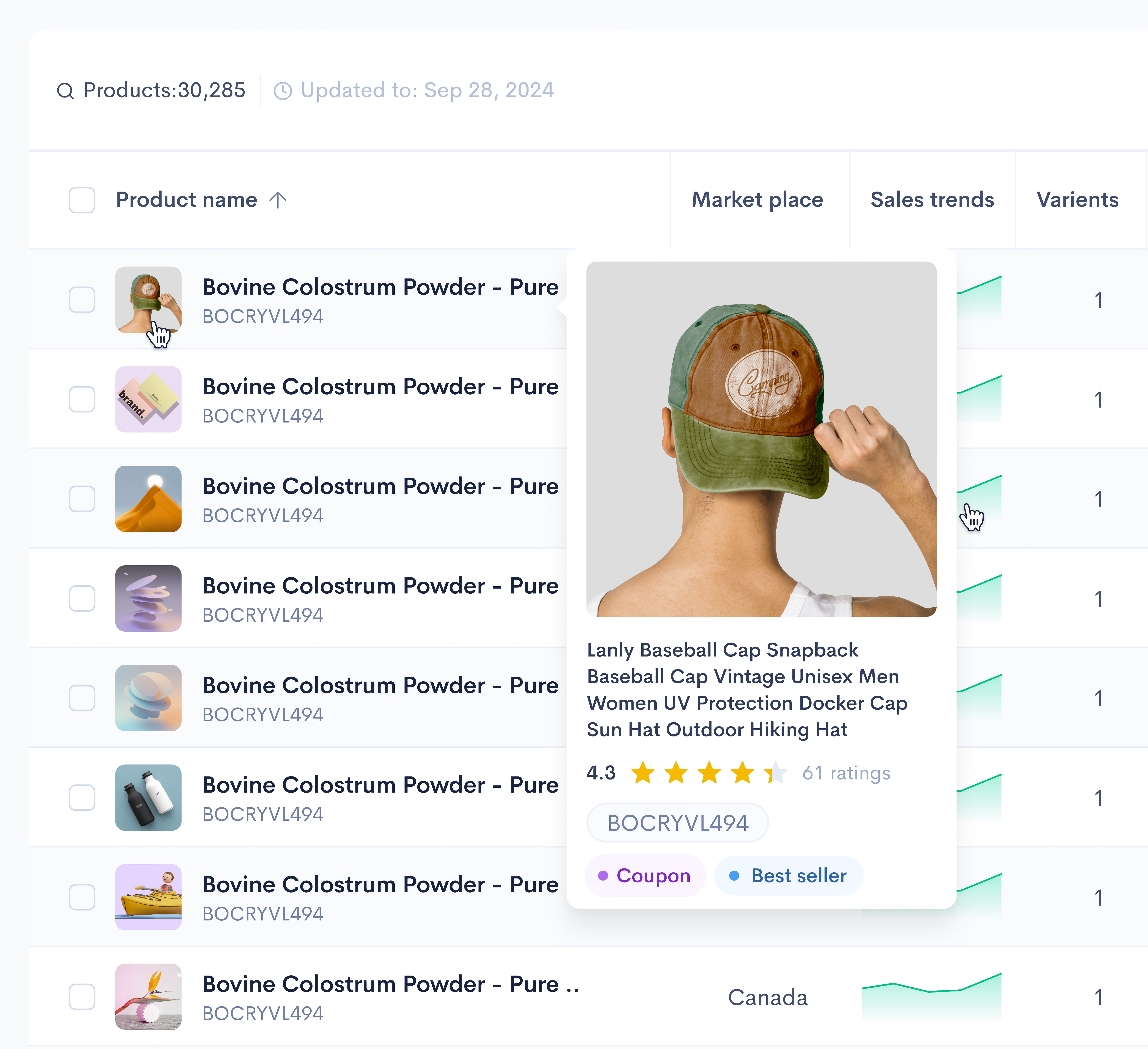 Hover State in Product Research Table data accessibility data visualization digital interface dynamic feedback hover effects hover state information display interactive design intuitive design product research table responsive design subtle animations table design ui design user engagement user friendly user insights user interaction ux design visual hierarchy