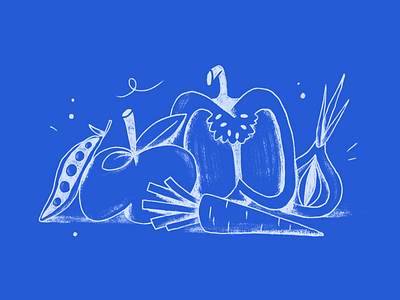 Veggies art blue colorful flat illustration illustrator outline vegetables veggies