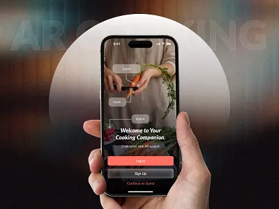 AR Cooking Companion – Smart Recipe & Step‑by‑Step Assistant ai food recognition ar cooking ar food app cooking app mobile app recipe app ui design ui ux design voice assistant