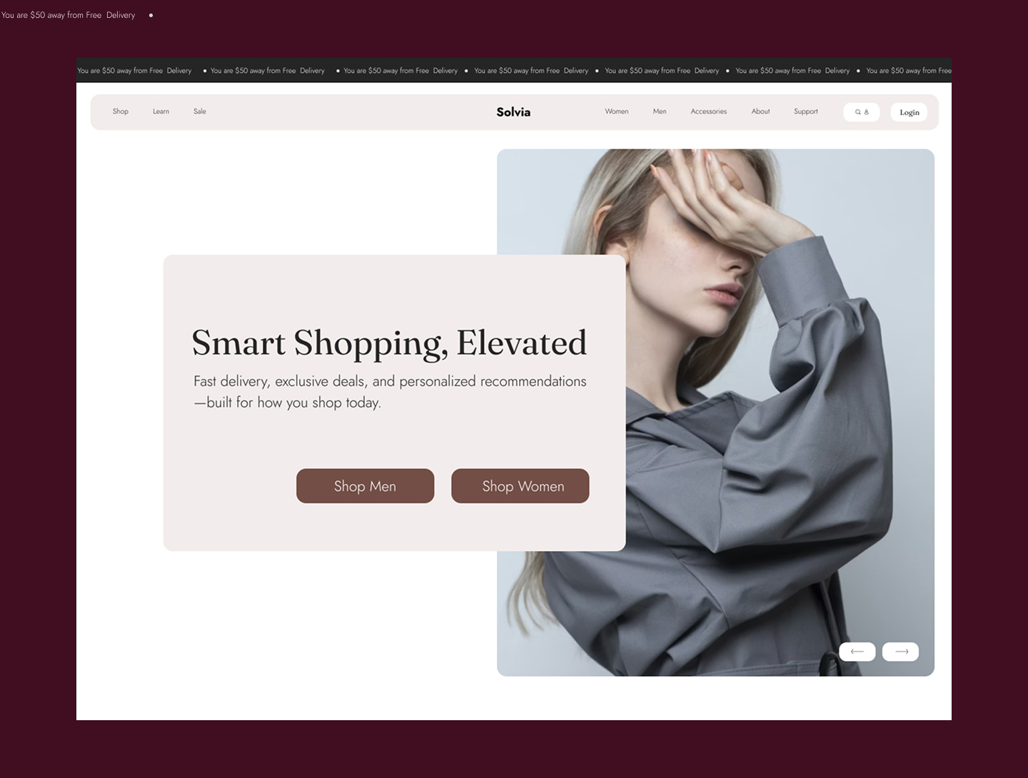 Solvia : User Experience Design For Fashion Brand beauty casual clean clothing e commerce elegant fashion brand landing page light color luxury minimalist nude shopping store ui design ux design web design website website design women fashion
