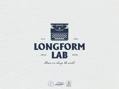 Longform Lab Secondary Logo brand design brand identity branding branding design content hand drawn identity design illustration lab logo logo design logo designer logodesign retro studio typewriter vintage visual identity writer writing