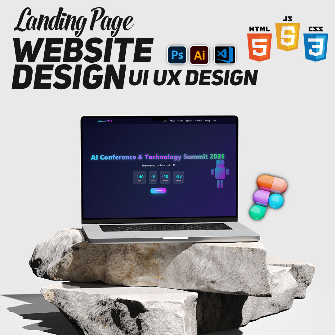 AI Conference Landing Page Concept adobe illustrator adobe photoshop ai website animation branding css figma html5 javascript landing page design mockup design ui ui ux design uk usa ux visual studio code web design website design