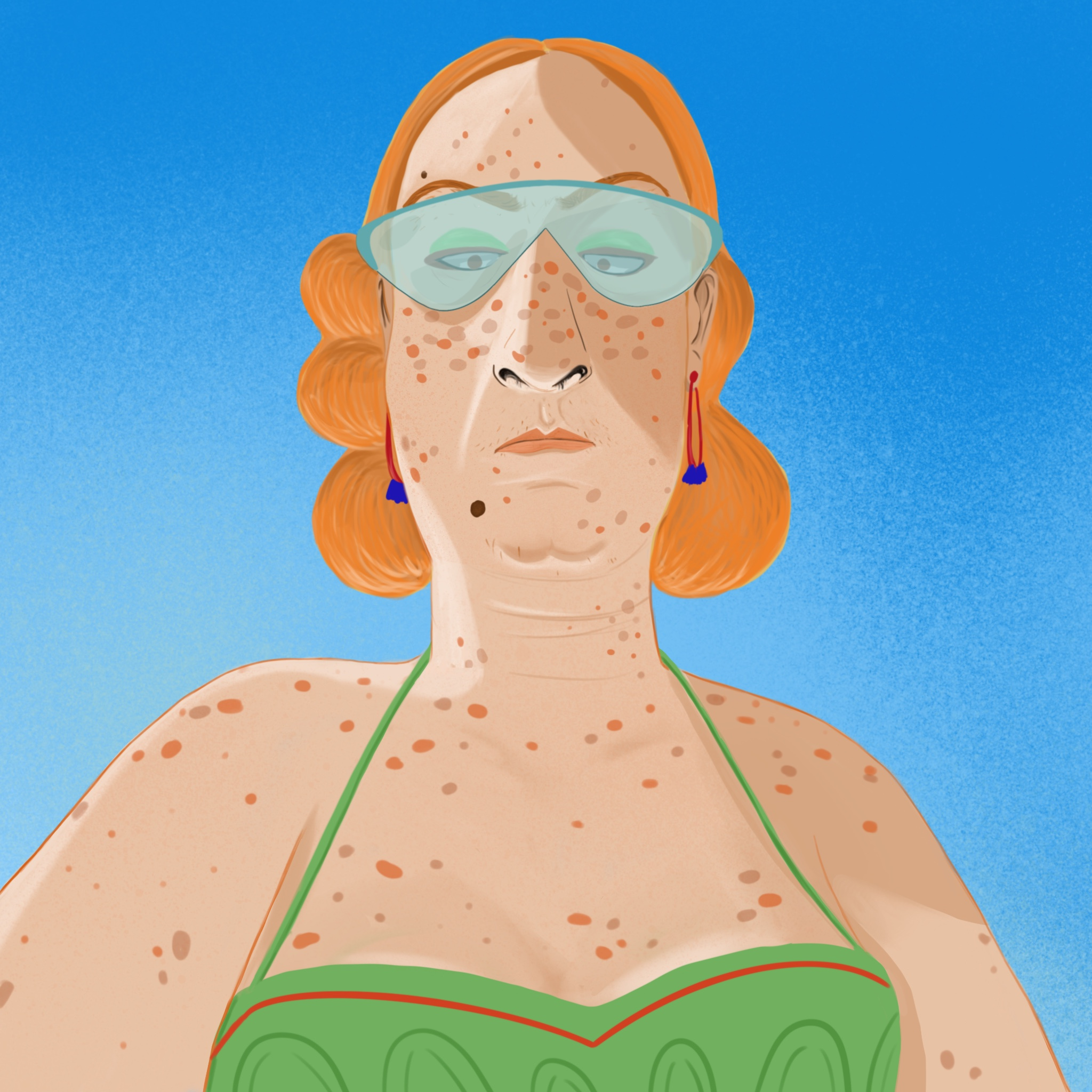 Holiday selfie 2d art art character characterdesign colors digital 2d digitalart drawing gineger illustration judgebylook phone checking procreate scrollers sketching summervibe vacation woman womandesign