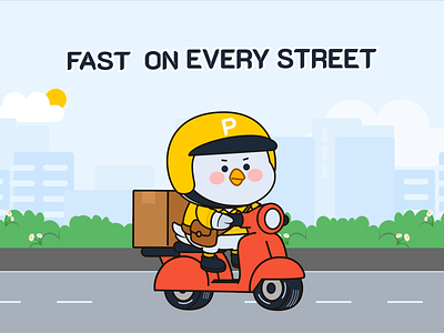 PuffEx - Character Animation after effect animation bird brand identity branding character character design delivery design illustration ip mascot motion graphics package scooter