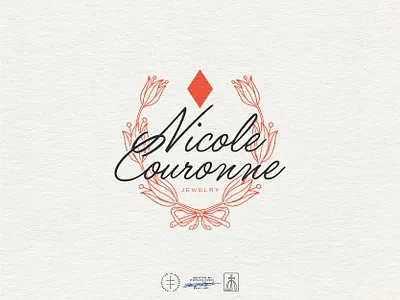 Nicole Couronne Overlay Logo brand design brand identity branding branding design floral flower hand drawn hand lettering identity design illustration jewelry lettering logo logo design scrupt signature sophsiticated vintage visual identity wreath