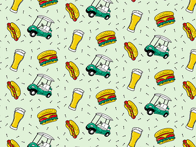 BigDawsTV Custom Golf Pattern beer brand design brand identity branding branding design burger golf golf cart golfer hand drawn identity design illustration illustrator logo logo design pattern pattern design vector vintage visual identity