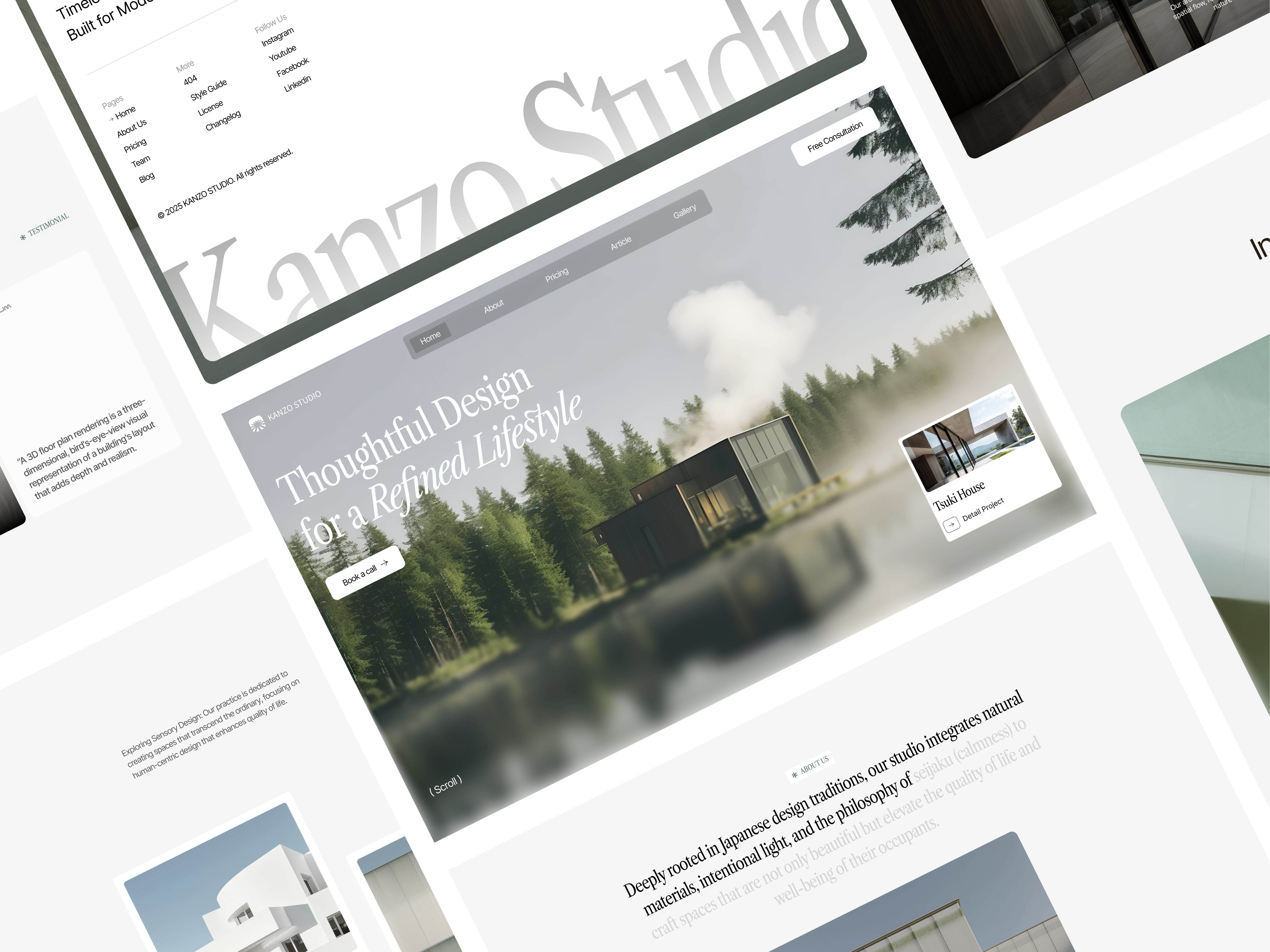 Kanzo Studio - Architecture Landing Page agency architec architec agency architecture building company profile construction framer home house iskhoirul anam landingpage real estate ui design web design webflow website wordpress