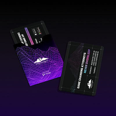 Crisp Game Changers Summit // Event Collateral app brand loyalty branding card collateral conference crisp dark event gradient graphic design hotel key law minimal pass summit