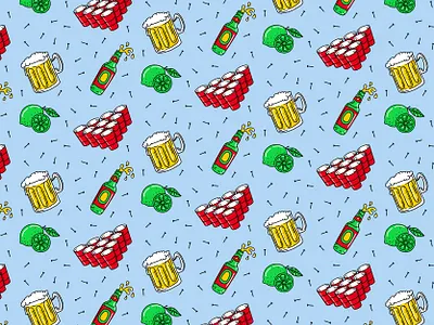 BigDawsTV Custom Summer Party Pattern beer beerpong brand design brand identity branding branding design fun hand drawn identity design illustration logo logo design party pattern pattern design patterns summer vector vintage visual identity