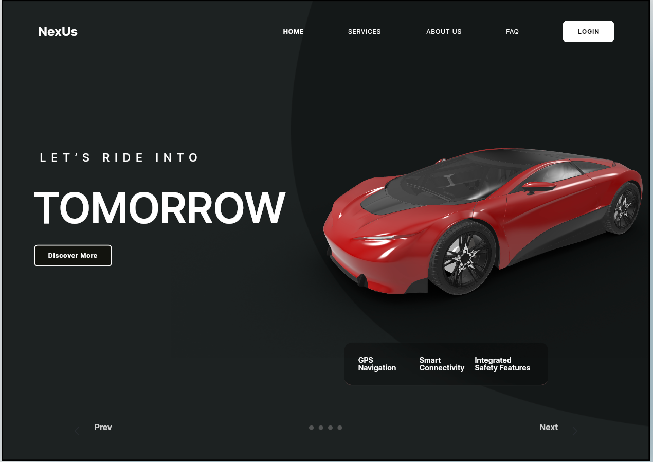 NexUS- EV Car Landing Page 3dmodel automotivedesign carui evdesign landingpagedesign productdesign