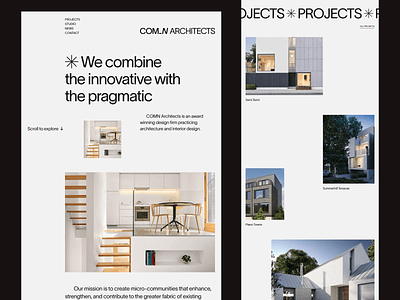 COMN Architects Landingpage Redesign | Architecture architect landingpage architecture big pictures buildings clean design icon landing page minimal minimalistic landing page real estate redesign typography ui ui design ux ux design web web design website