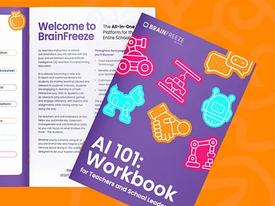 BrainFreeze AI // Event Collateral ai artificial intelligence branding children collateral conference editorial design event giveaway graphic design print students teachers workbook