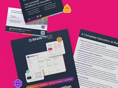 BrainFreeze AI // Event Collateral booth branding collateral design event giveaway graphic design identity illustration imagery paper postcard print product start up students teacher tech