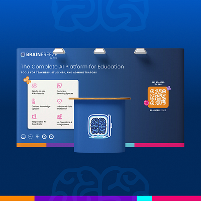 BrainFreeze AI // Event Collateral ai artificial intelligence backdrop booth branding conference event experience graphic design learning podium schools signage student teacher
