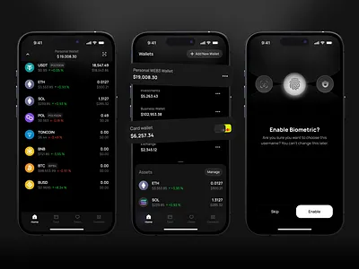 Walme Mobile App crad crypto crypto wallet messenger mobile app ui wallet web3