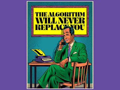 The algorithm Will never replace YOU design illustration inspiration motivation psychedelic retro surrealism typography vector vintage weird