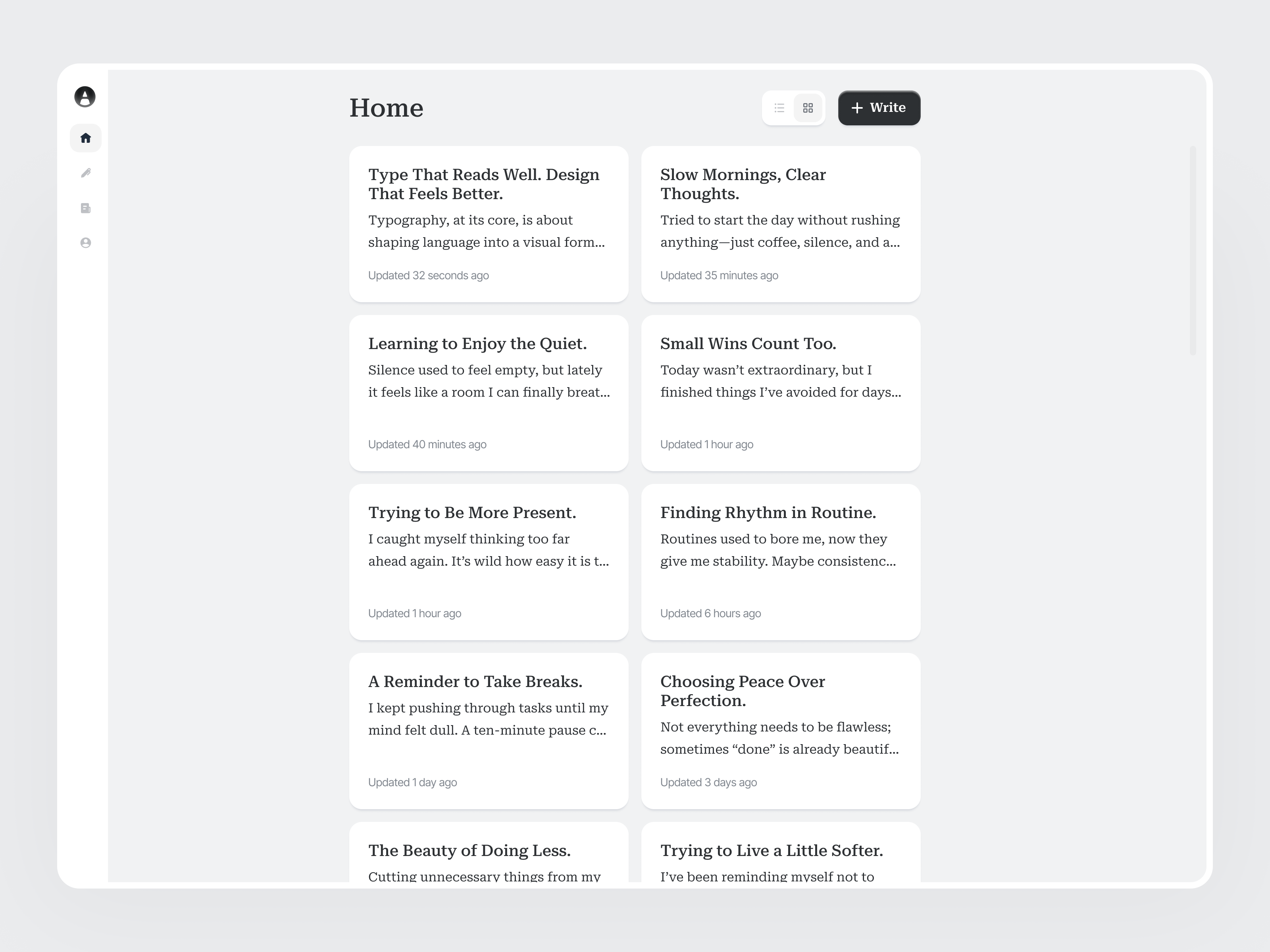 Home Screen editor writing
