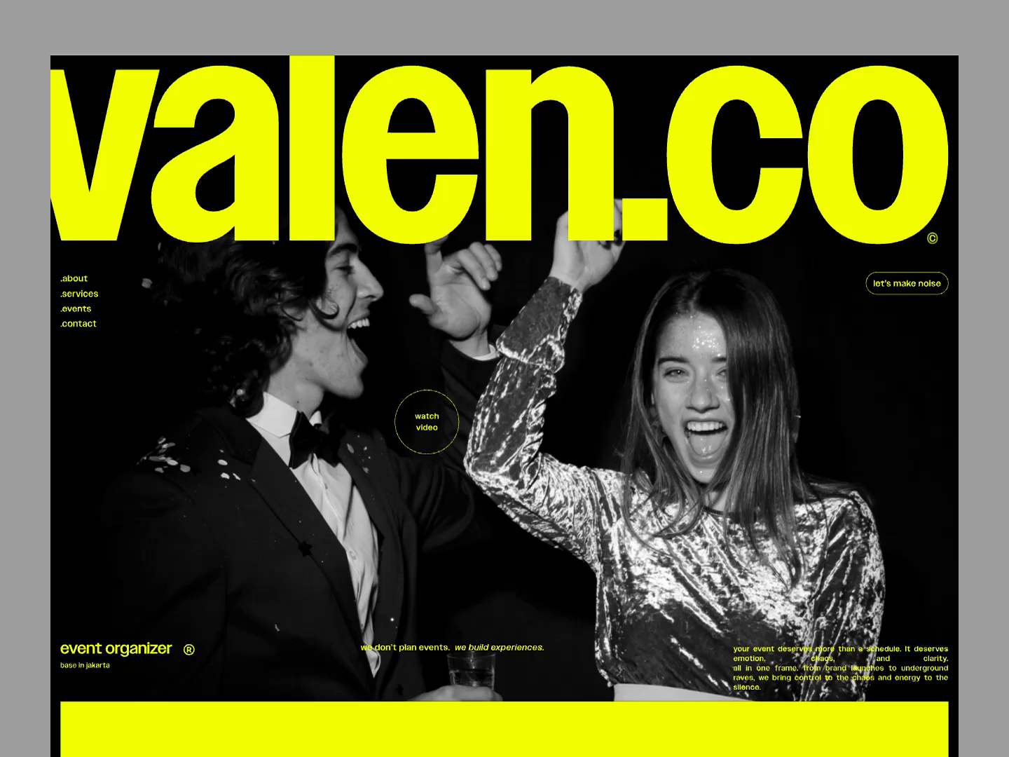 Example of Event Organizer — Dark Editorial Experience