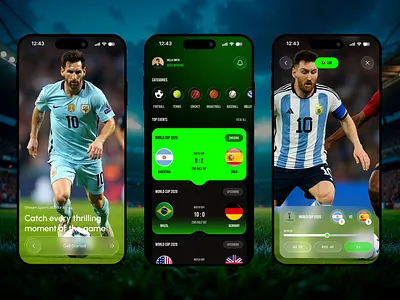 Live Streaming & Soccer Sport Mobile App appdesign appui darkui footballapp livescoreapp livestreamingapp mobileappdesign moderndesign soccerapp sportsui uidesign uxdesign