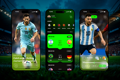 Live Streaming & Soccer Sport Mobile App appdesign appui darkui footballapp livescoreapp livestreamingapp mobileappdesign moderndesign soccerapp sportsui uidesign uxdesign