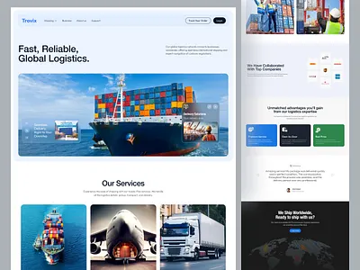 Logistics landing page design design interface international service landing page logistics tajul uiux web design website