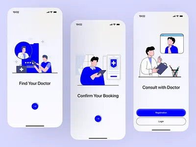 Onboarding Screen UI - Online Doctor Booking App branding design healtcare app mobile app ui onboard onboarding ui online doctor booking app ui product design telemedicine app ui ui design uiux design visual