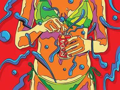 Soda color colorful design figurative art illustration pop pop art retro surreal surrealism vector vintage