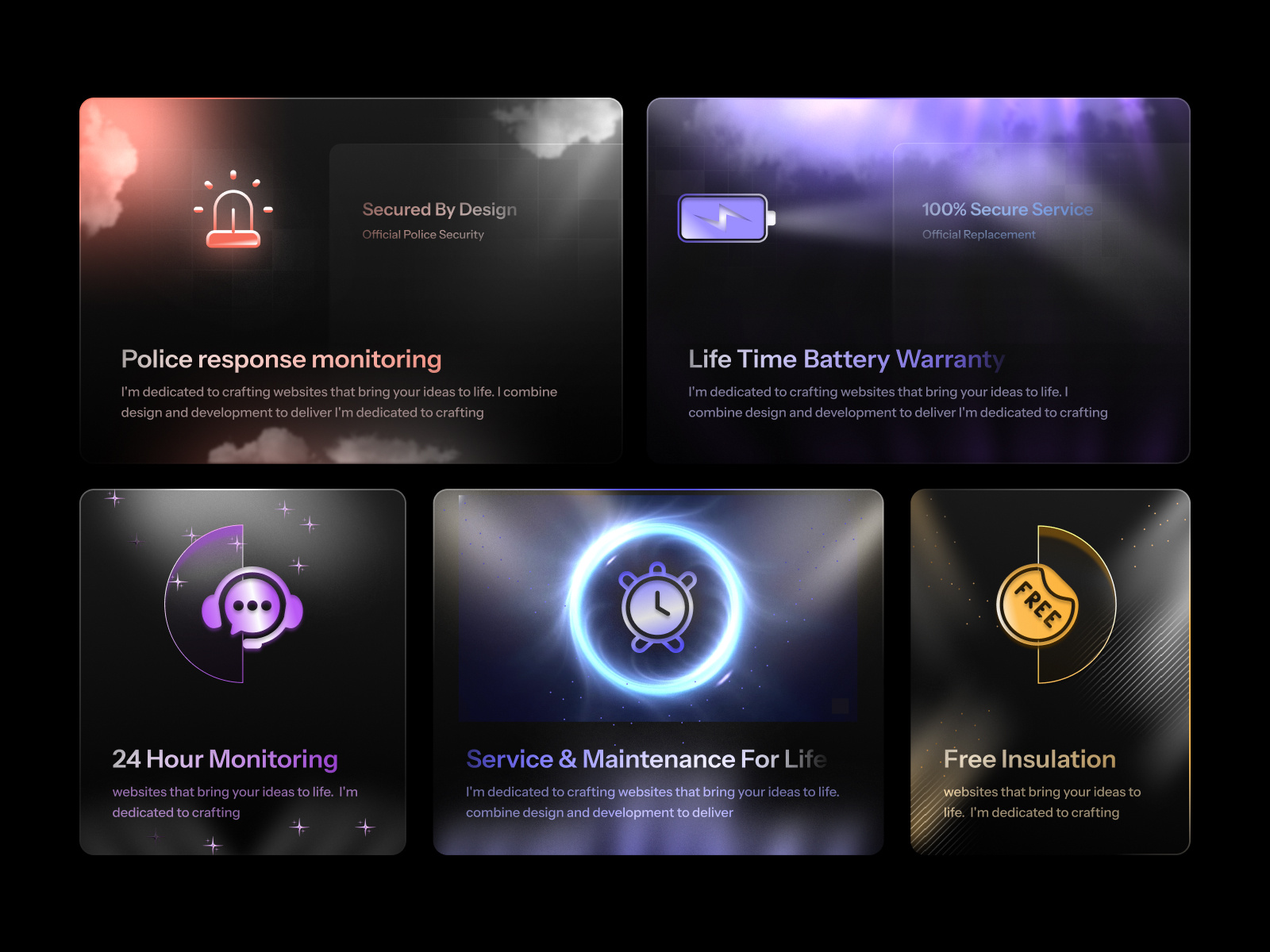 Bento Grid UI Smart Home Alarm Security System Website and dribbble animation bento box layout bento grid bento grid design bento grid layout bento grids branding card grid collage grid design fig graphic design grid layout illustration landingpage luxuryrealestate modular grid ui ui grid