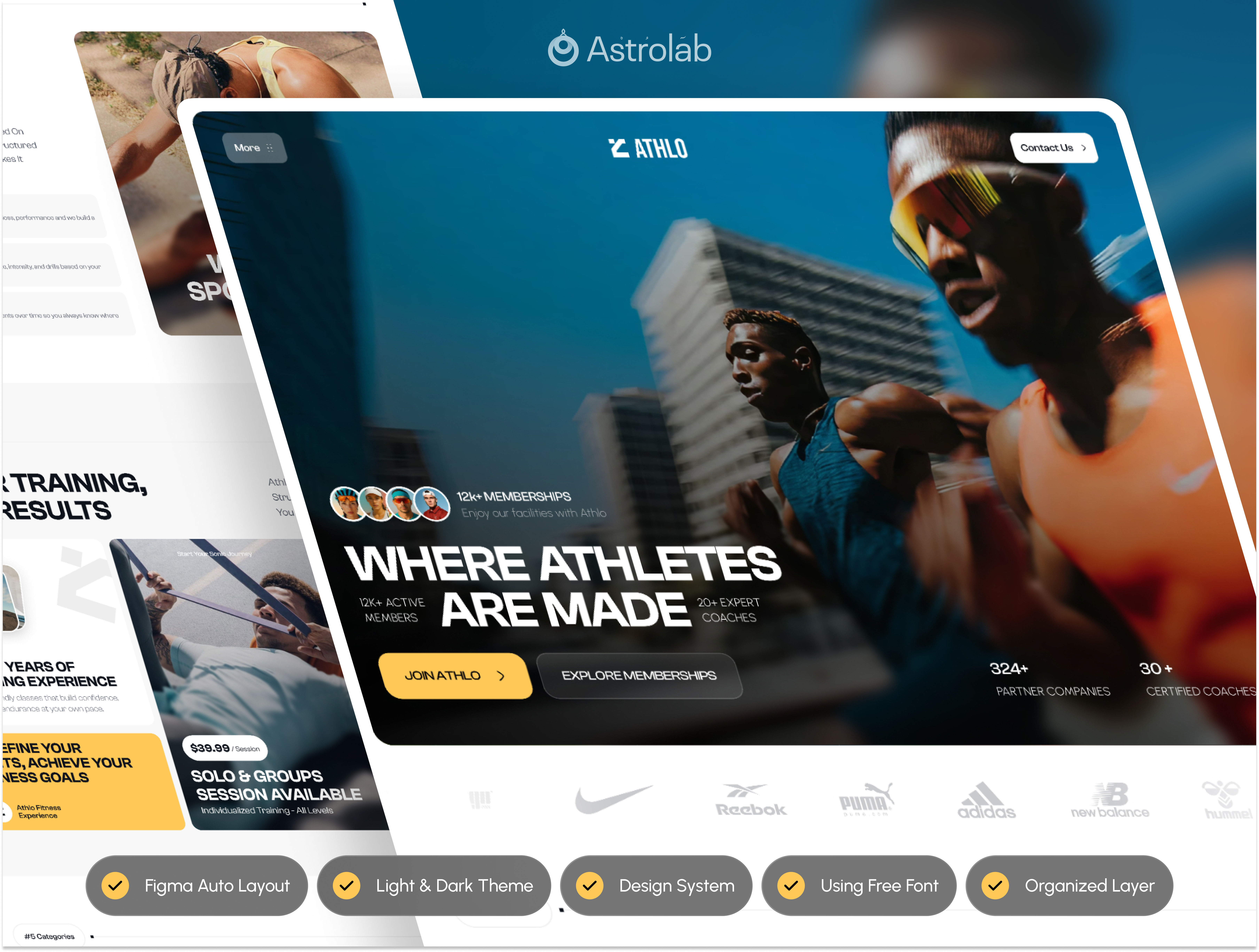 Example of ATHLO: The Ultimate Sports & Fitness Website Template.