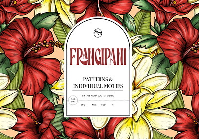 Frangipani Pattern and Motifs apparel art branding design fabric floral flowers illustration indian pattern patterndesign print retro upholstery vintage