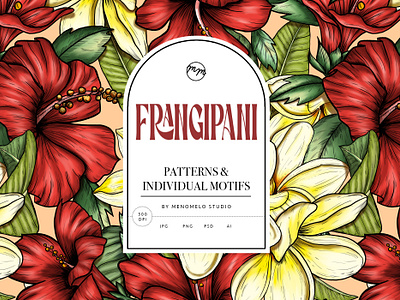 Frangipani Pattern and Motifs apparel art branding design fabric floral flowers illustration indian pattern patterndesign print retro upholstery vintage