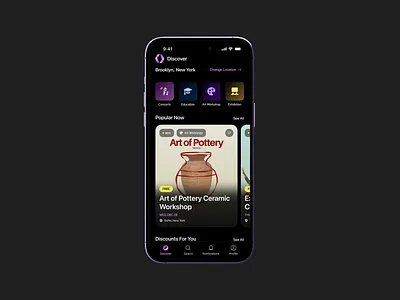 Minimal, Modern Event App 🌆 animation app branding design event graphic design typography ui ux