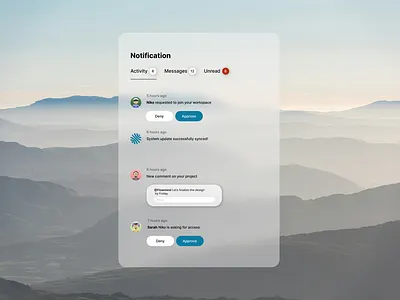 Notification Center UI figma ux uı web