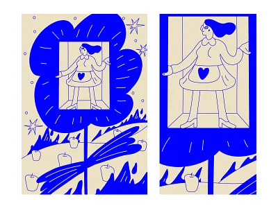 Open to Love cartoon character design editorial field flower hope illustration love minimal vector