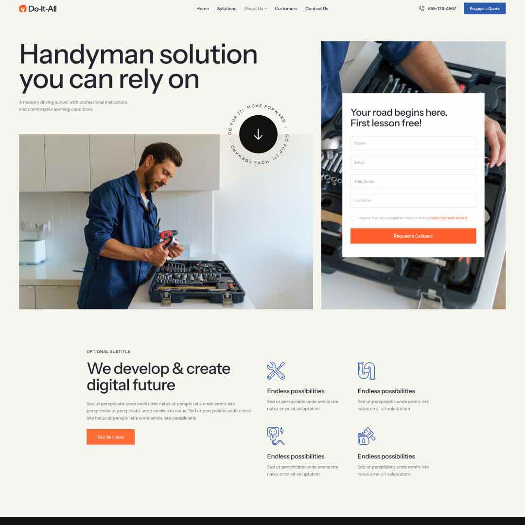 Do-It-All - Handyman & Repair Elementor WordPress Theme blog design illustration ui web design webdesign wordpress wordpress design wordpress theme wordpress themes