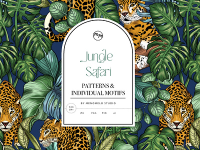 Jungle Safari Pattern and Motifs apparel art branding cheetah cushion design fabric home decor illustration jaguar jungle leopard pattern patterndesign upholstery vector wildlife
