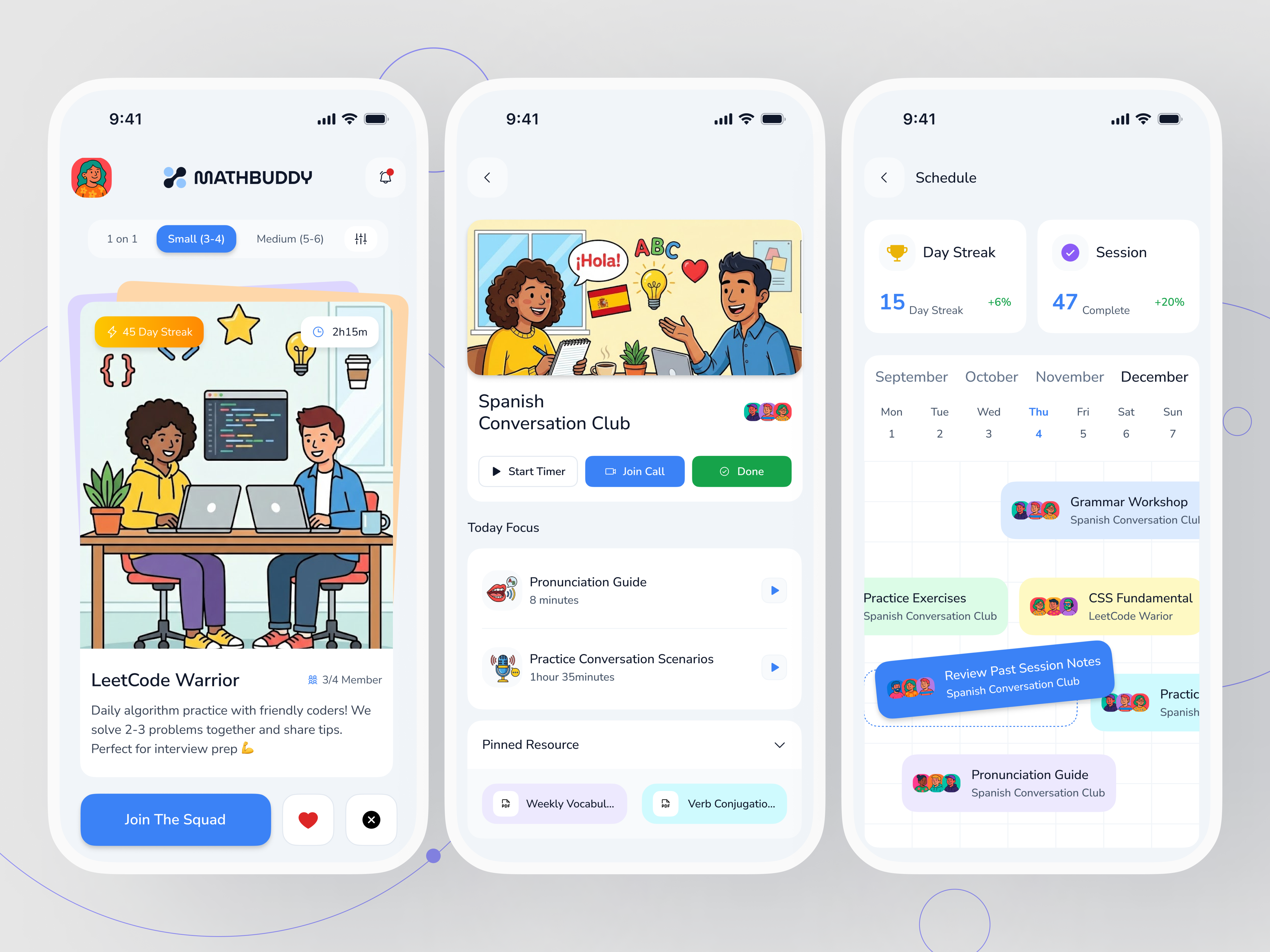 Study Group Learning App design edtech educationtech figma homepage illustration learning mobileapp ui uidesign uiux