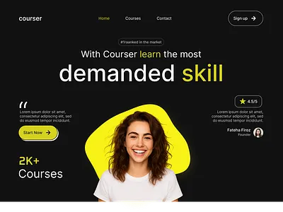 Courser – Online Learning Platform Landing Page UI e learning ui education website landing page design learning platform ui modern web design ui