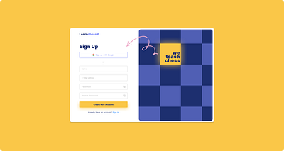 Sign Up page for a chess educational website branding challenge dailyui design mobile mockup signup ui uiux website