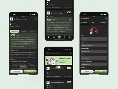 AI Job Matching Mobile App ai ai job ai job mobile app apps career company design employee hire hiring hr job job finder job matching minimal mobile app modern ui ui design ux design