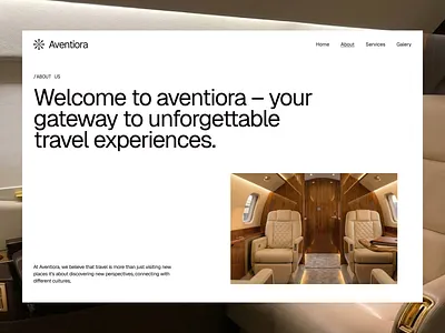 Aventiora — Luxury Travel About Page about page branding cinematic imagery clean clean layout design editorial exclusive landing page luxury minimalism minimalist modern premium travel typography ui web design website