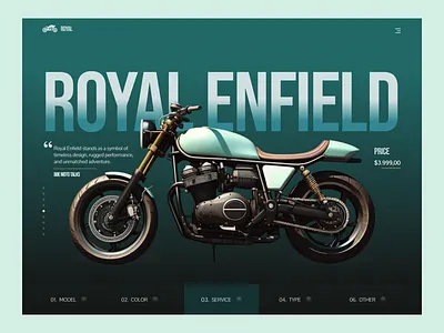 Hero Exploration of a Bike Landing Page bike concept design exploration figma design flat design header hero hero exploration hero section landing page layout modern design modern ui page pixxen royal enfield ui ux design