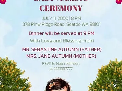Naming Ceremony Invitation Templates in English Indian Style ceremony english invitation naming templates